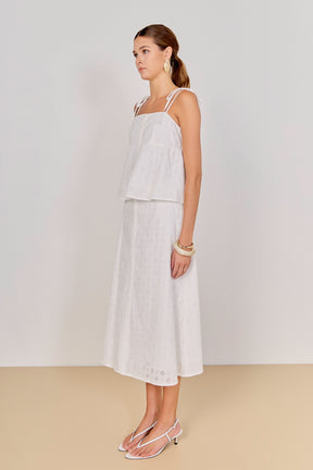 Eyelet Midi Skirt