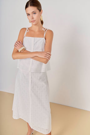 Eyelet Midi Skirt