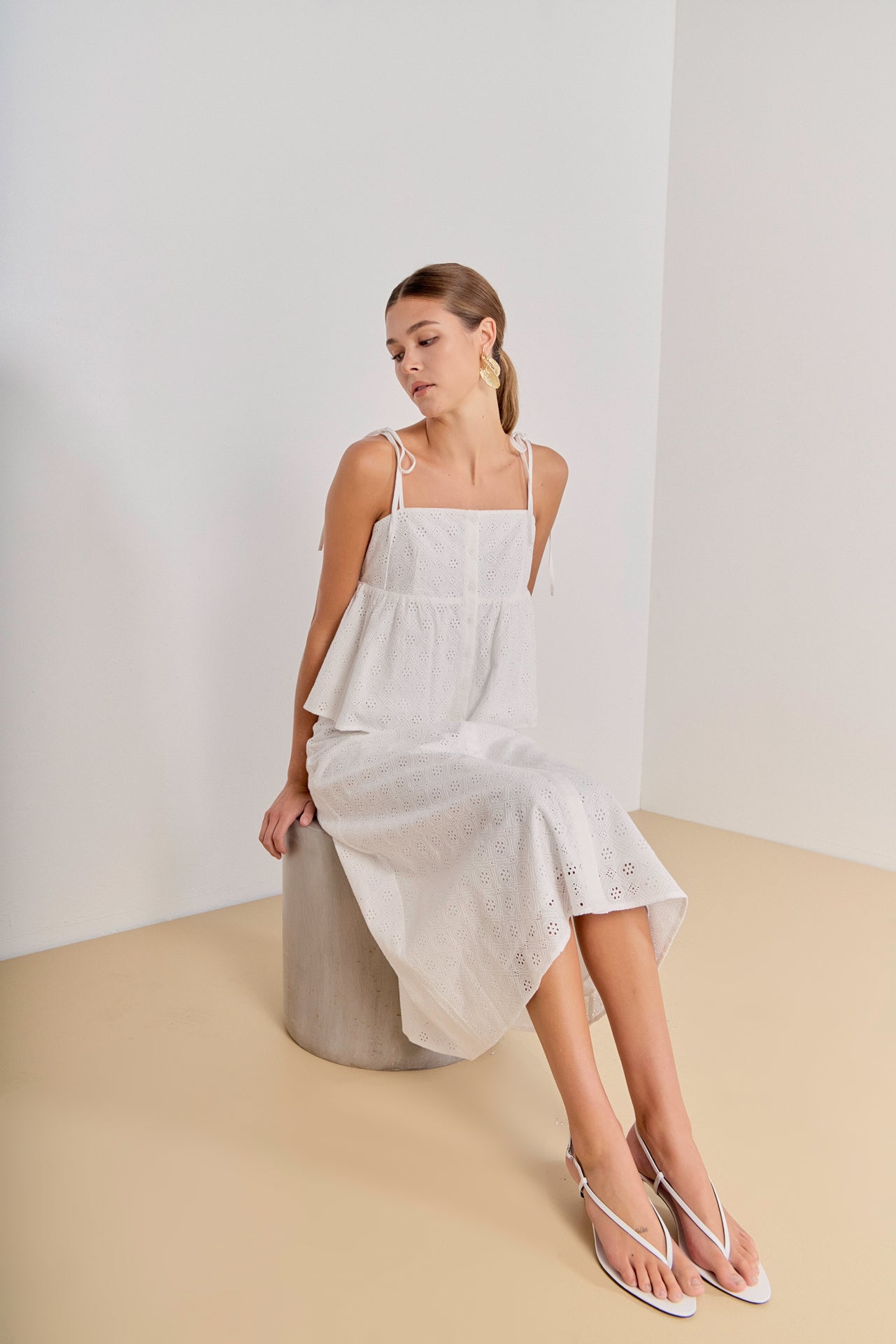 Eyelet Midi Skirt