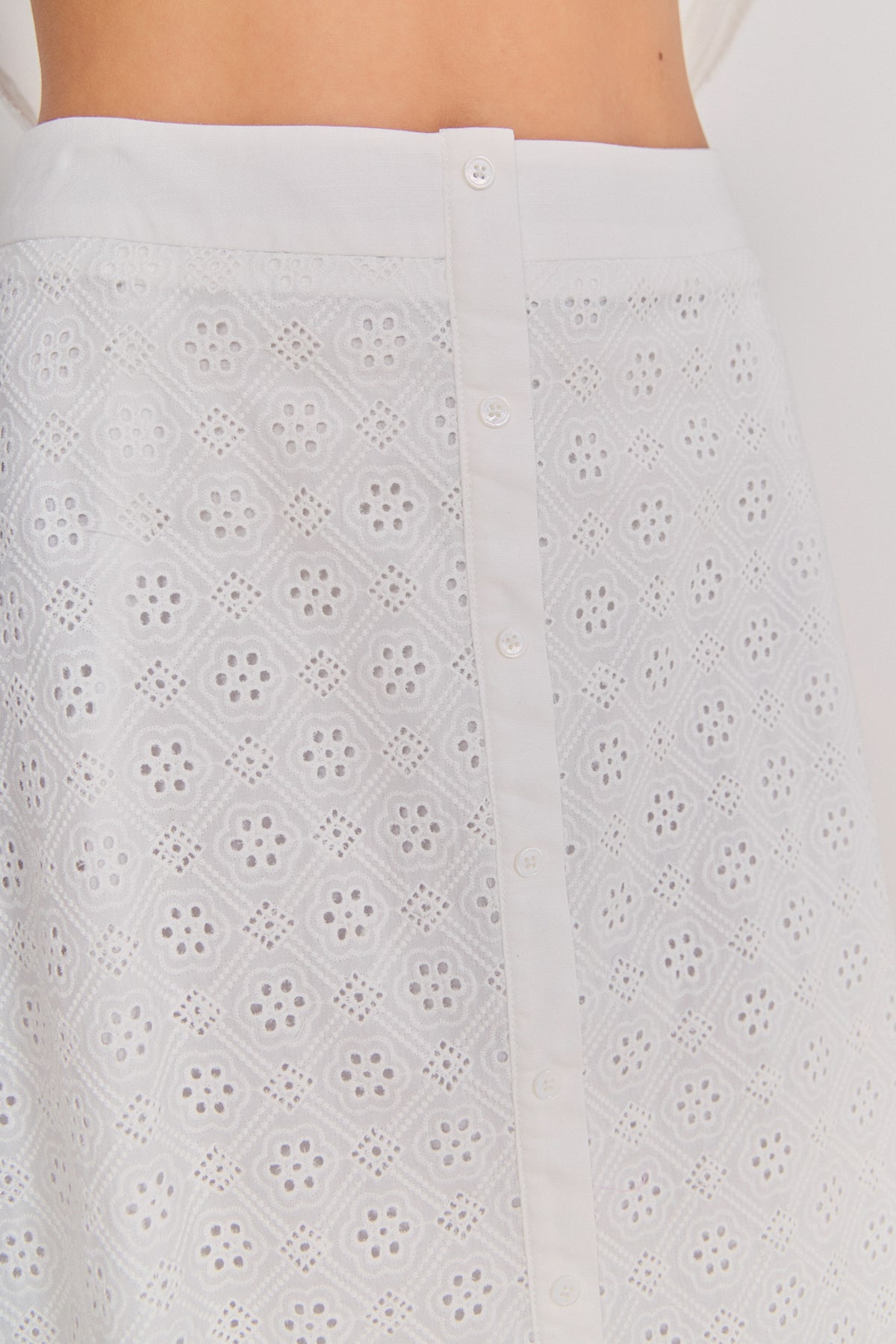 Eyelet Midi Skirt