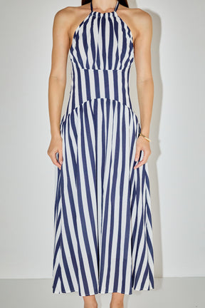 LA'VEN - Striped Halter Midi Dress - DRESSES available at Objectrare