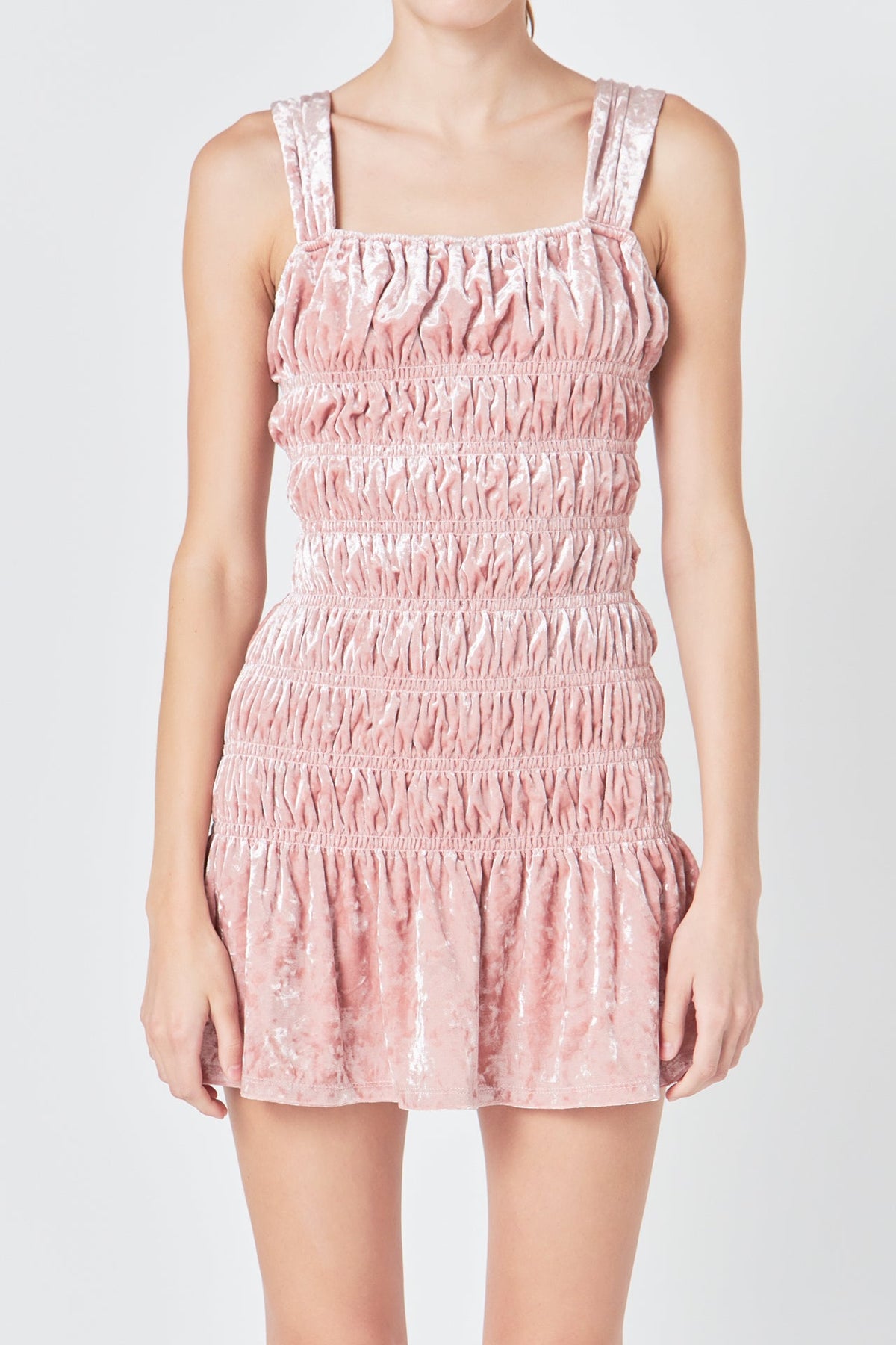 ENDLESS ROSE - Smocked Velvet Mini Dress - DRESSES available at Objectrare