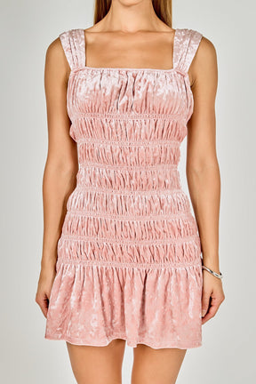 ENDLESS ROSE - Smocked Velvet Mini Dress - DRESSES available at Objectrare