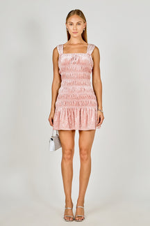 ENDLESS ROSE - Smocked Velvet Mini Dress - DRESSES available at Objectrare