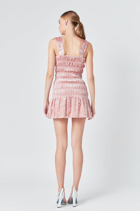 ENDLESS ROSE - Smocked Velvet Mini Dress - DRESSES available at Objectrare