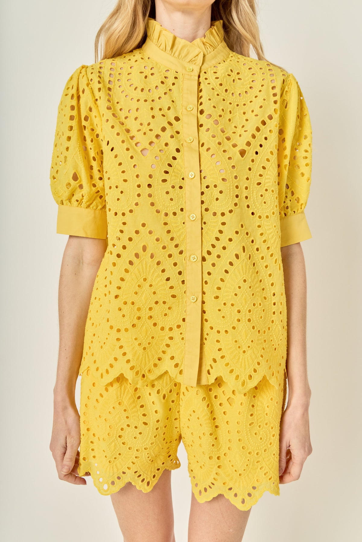 LA'VEN - Eyelet Collared Shirt - TOPS available at Objectrare