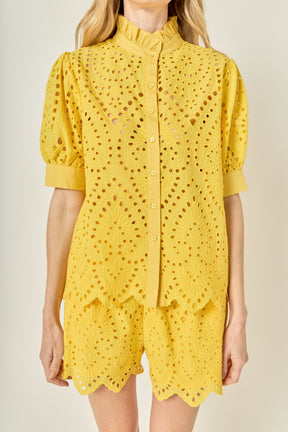 Eyelet Collared Shirt