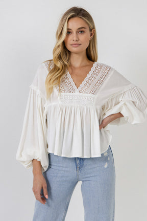 FREE THE ROSES - Free The Roses - Lace Trim Deep V Top - TOPS available at Objectrare