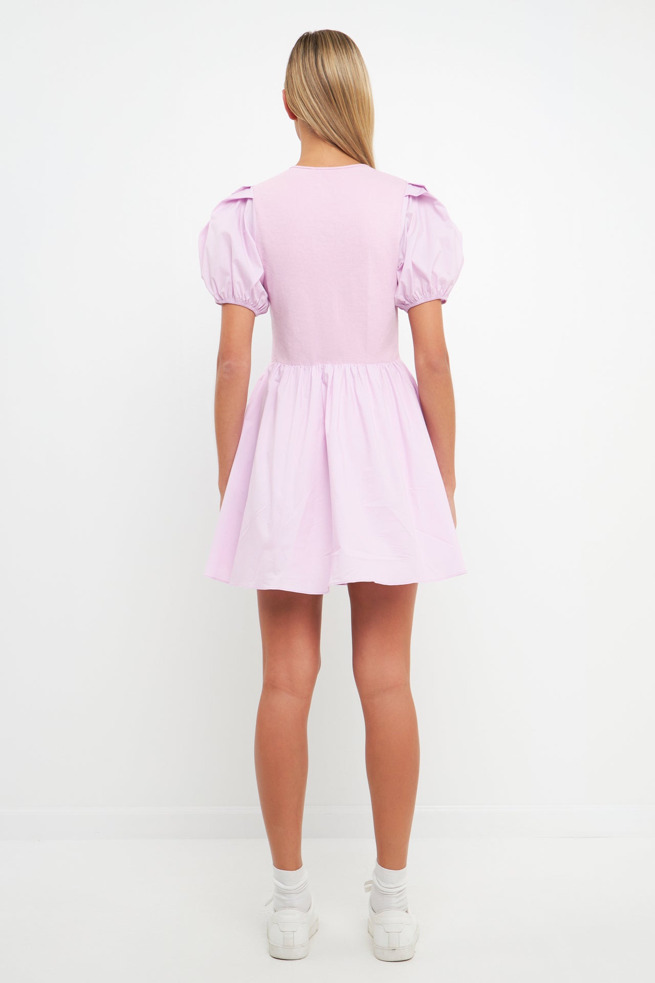 ENGLISH FACTORY - Mixed Media Henley Mini Dress - DRESSES available at Objectrare