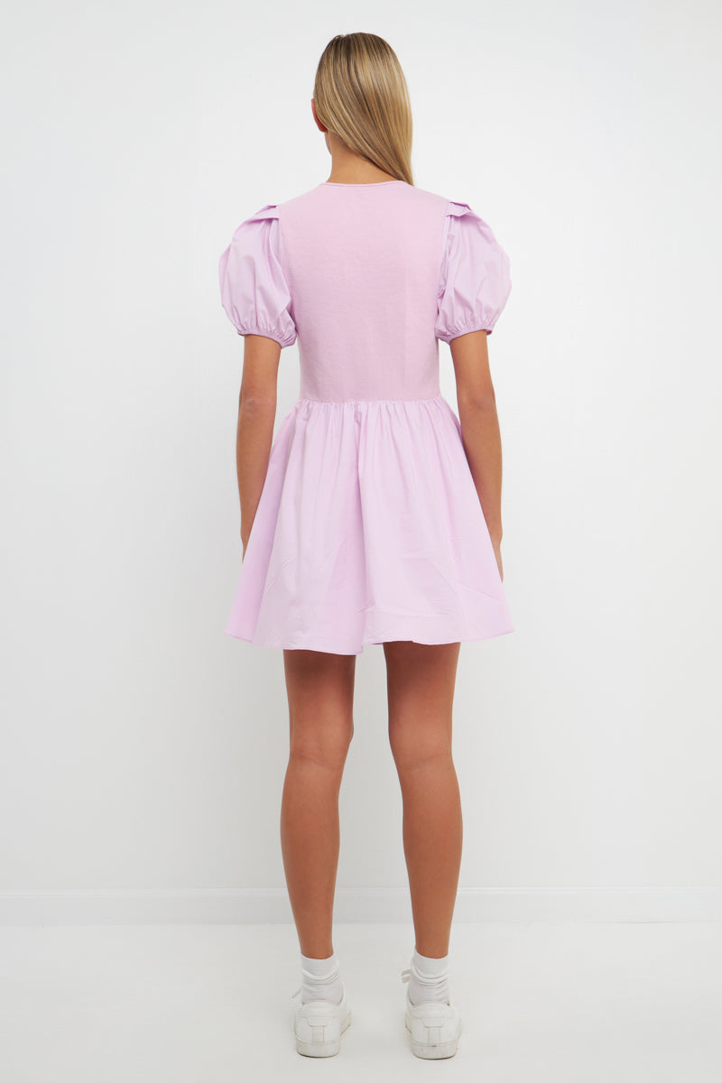 ENGLISH FACTORY - English Factory - Mixed Media Henley Mini Dress - DRESSES available at Objectrare