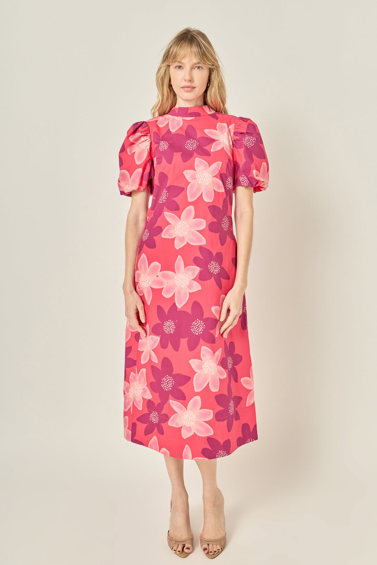 LA'VEN - Floral Print Puff Sleeve Maxi Dress - DRESSES available at Objectrare