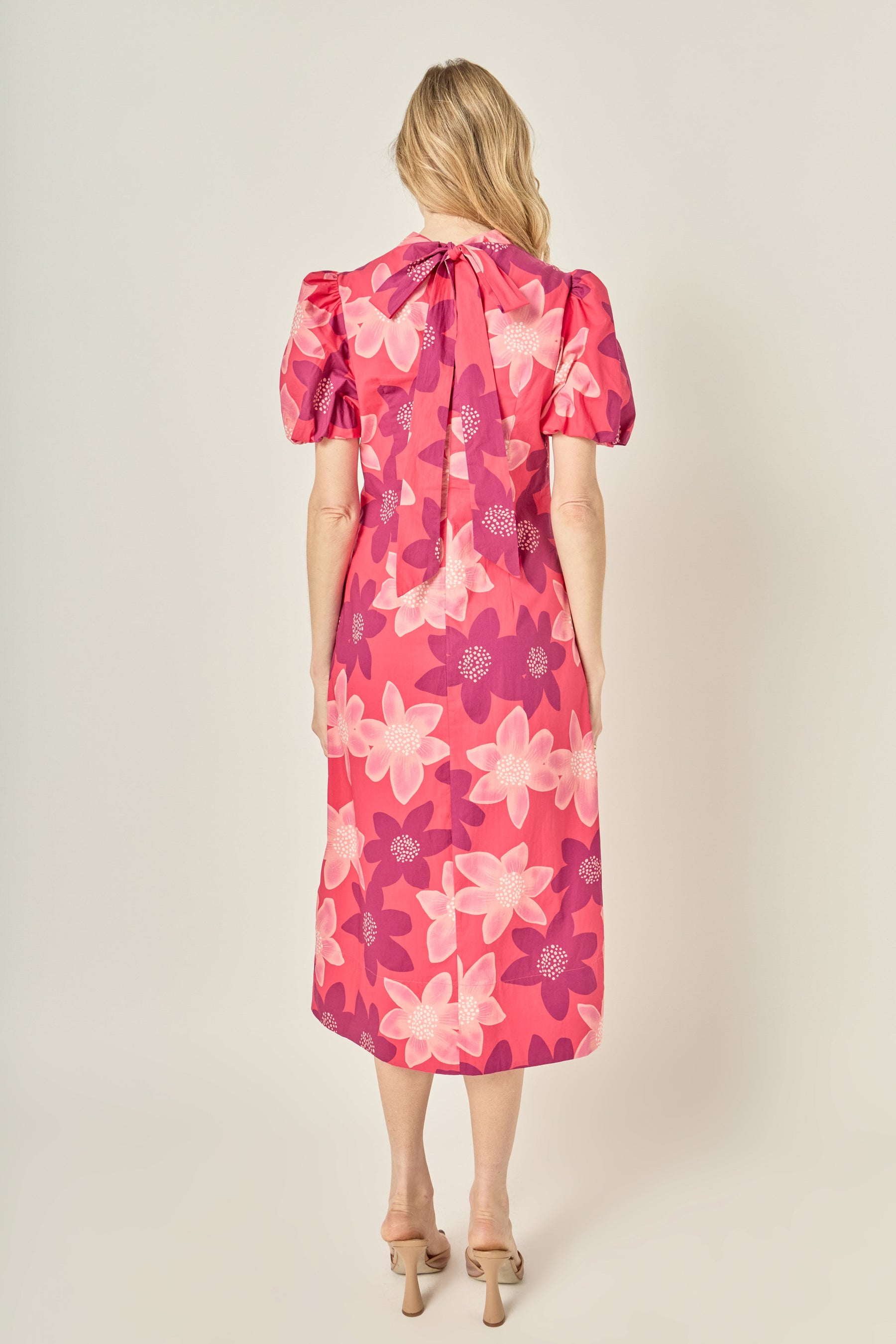 Floral Print Puff Sleeve Maxi Dress