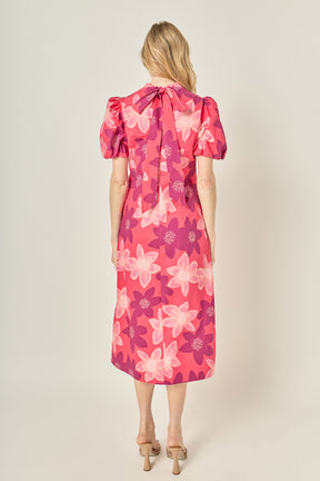 Floral Print Puff Sleeve Maxi Dress