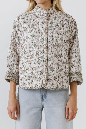 ENGLISH FACTORY - Floral Contrast Quilted Jacket - JACKETS available at Objectrare