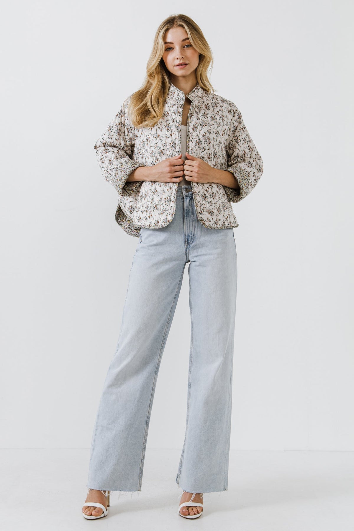 ENGLISH FACTORY - Floral Contrast Quilted Jacket - JACKETS available at Objectrare