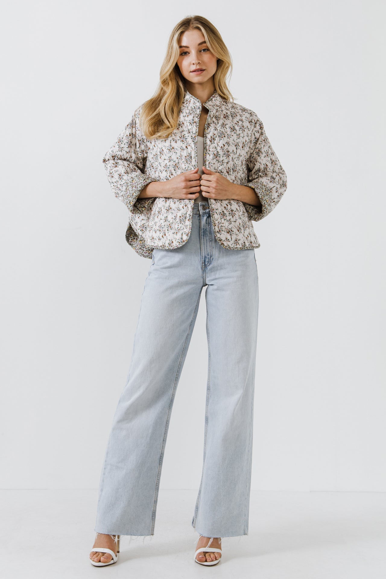 ENGLISH FACTORY - Floral Contrast Quilted Jacket - JACKETS available at Objectrare