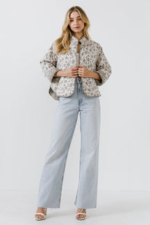 ENGLISH FACTORY - Floral Contrast Quilted Jacket - JACKETS available at Objectrare