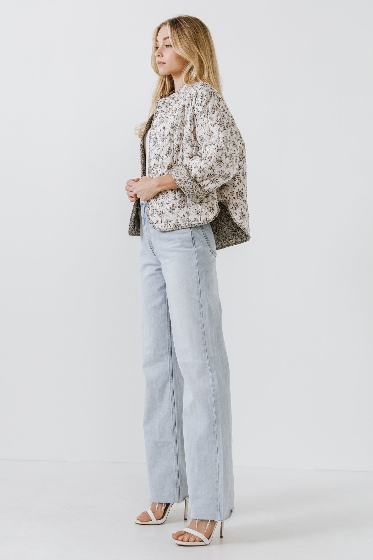 ENGLISH FACTORY - Floral Contrast Quilted Jacket - JACKETS available at Objectrare