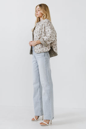 ENGLISH FACTORY - Floral Contrast Quilted Jacket - JACKETS available at Objectrare