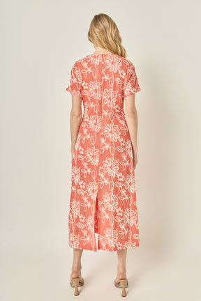 Floral Embroidered Short Sleeve Midi Dress