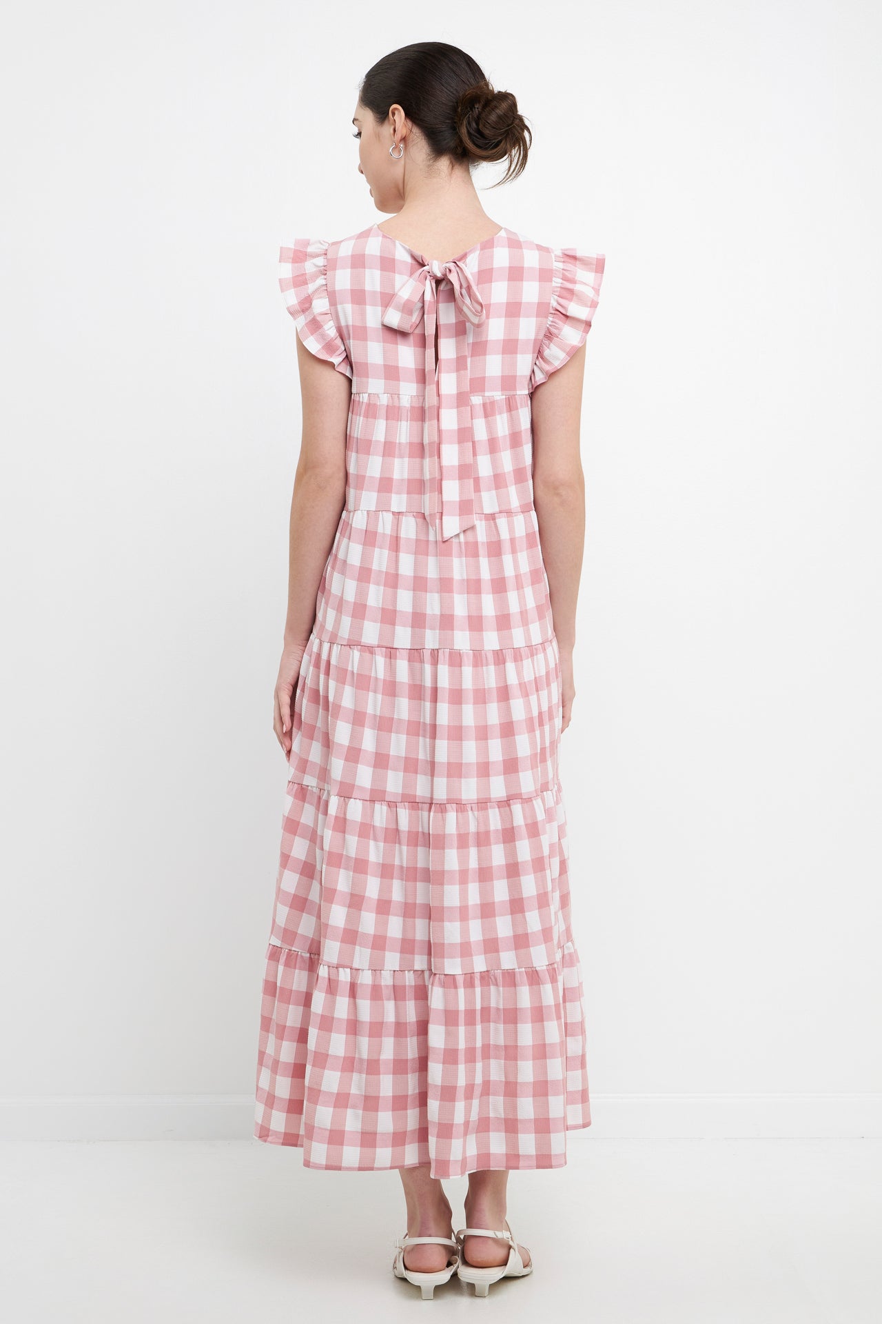 ENGLISH FACTORY - Textured Gingham Maxi Tiered Baby Doll Dress - DRESSES available at Objectrare