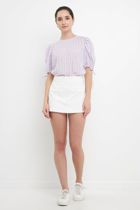 ENGLISH FACTORY - Checked Sheer Puff Sleeve Blouse - TOPS available at Objectrare
