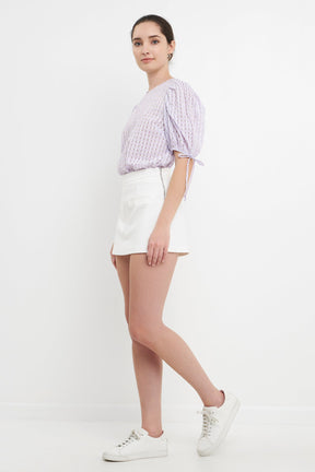ENGLISH FACTORY - Checked Sheer Puff Sleeve Blouse - TOPS available at Objectrare