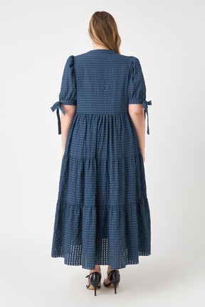 ENGLISH FACTORY - Gingham Tiered Midi Dress with Bow Tie Sleeves- Sold Out - DRESSES available at Objectrare
