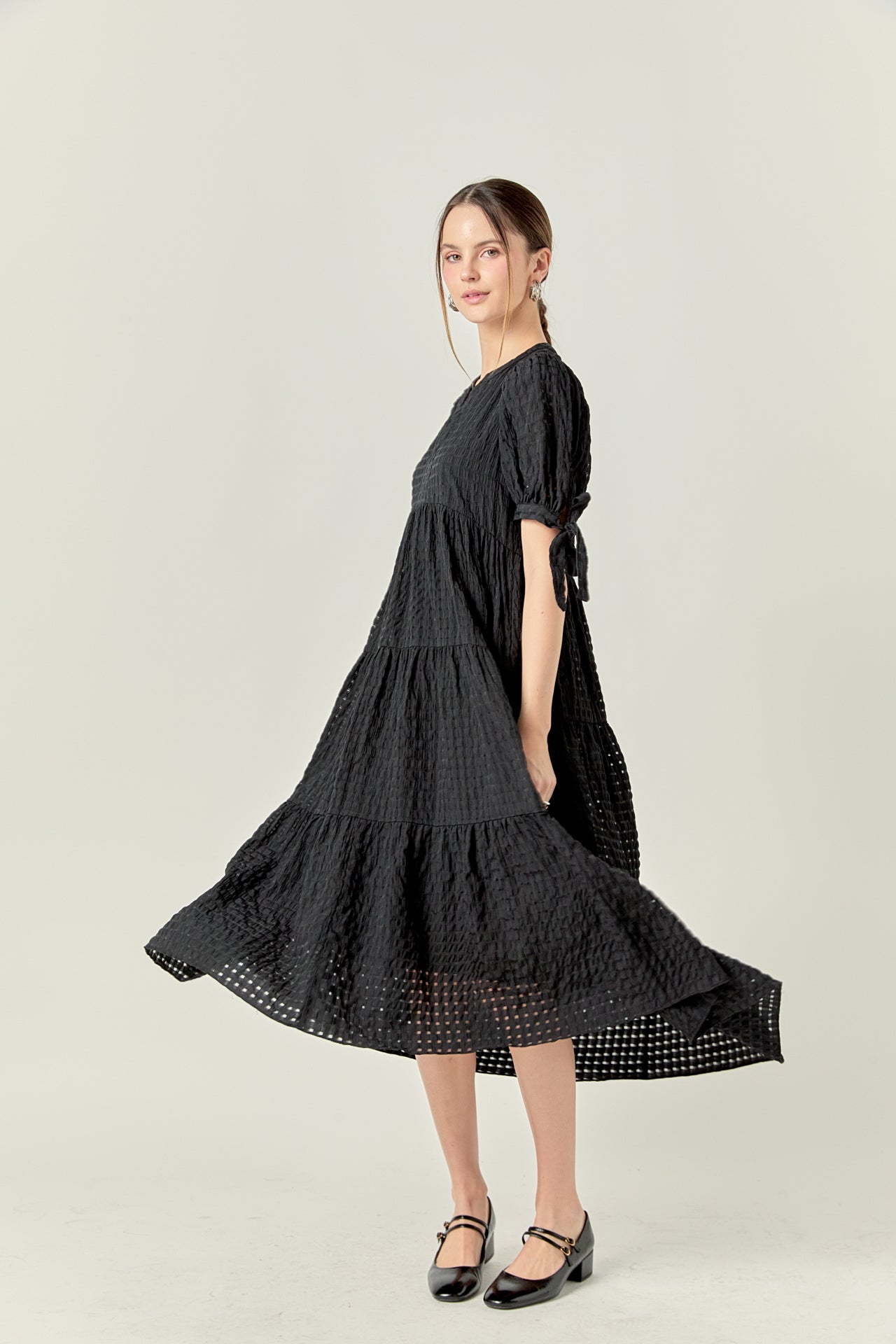ENGLISH FACTORY - Gingham Tiered Midi Dress - DRESSES available at Objectrare