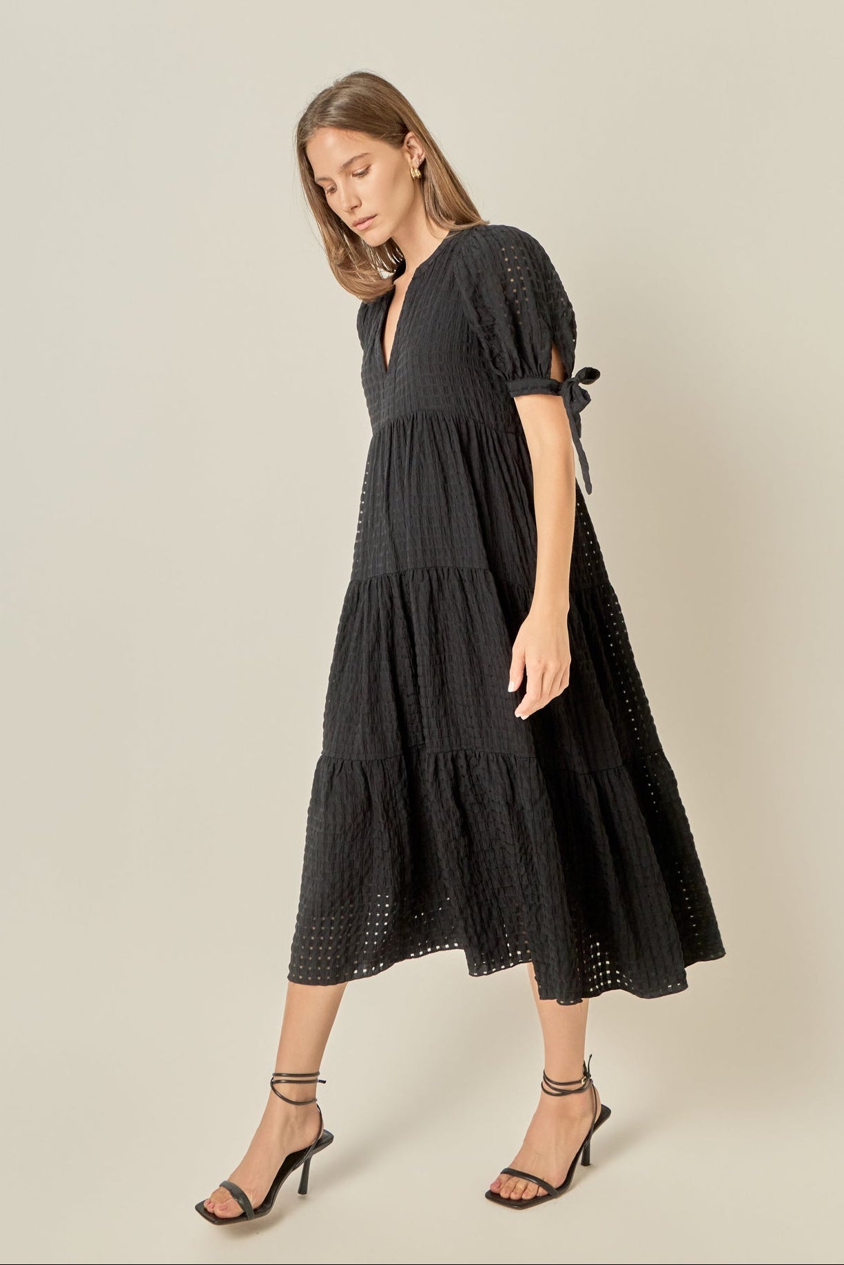 ENGLISH FACTORY - Gingham Tiered Midi Dress - DRESSES available at Objectrare