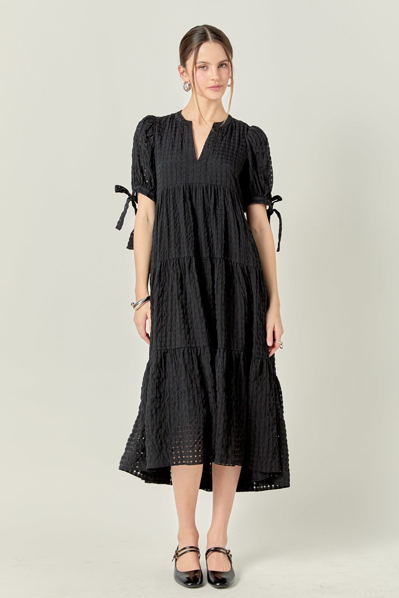ENGLISH FACTORY - Gingham Tiered Midi Dress - DRESSES available at Objectrare