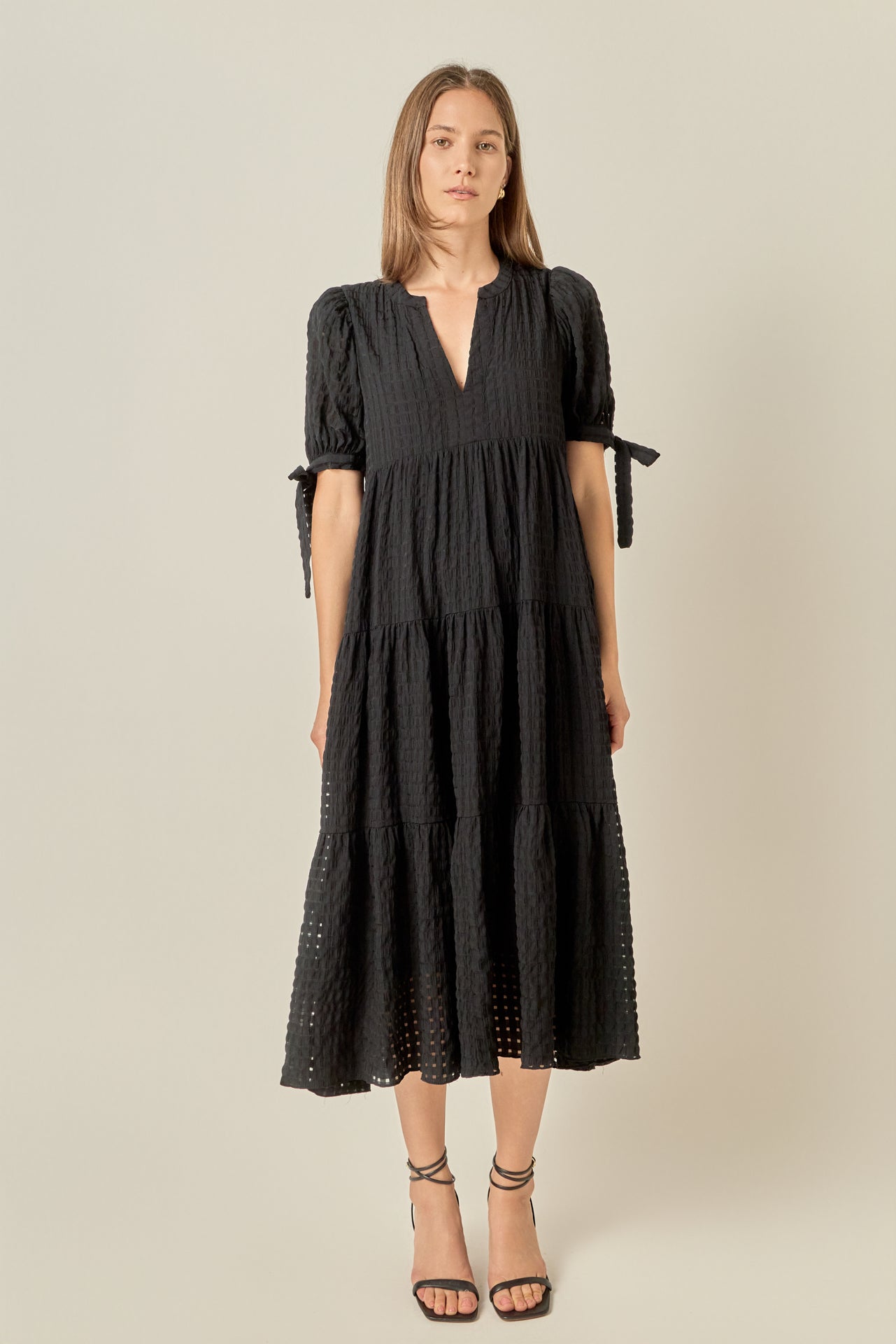 ENGLISH FACTORY - Gingham Tiered Midi Dress - DRESSES available at Objectrare