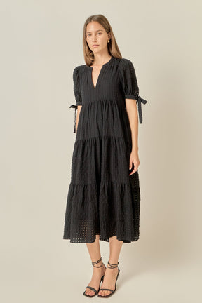 ENGLISH FACTORY - Gingham Tiered Midi Dress - DRESSES available at Objectrare