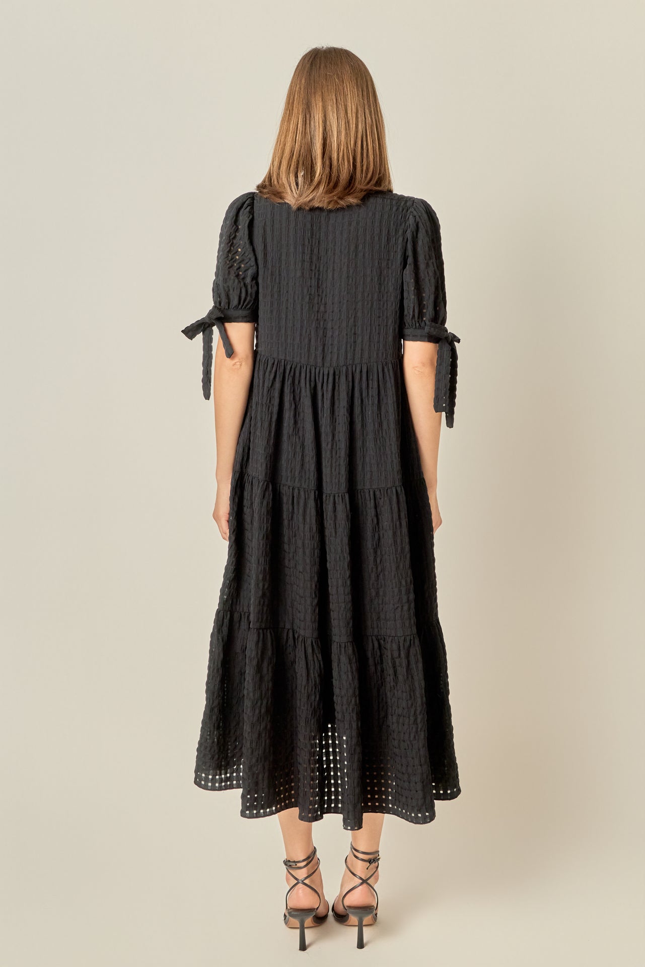 ENGLISH FACTORY - Gingham Tiered Midi Dress - DRESSES available at Objectrare
