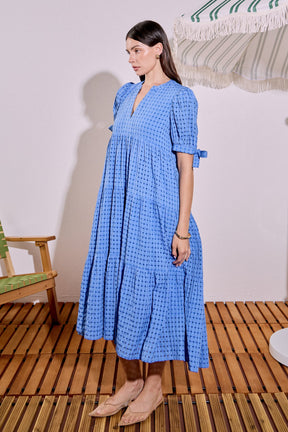 ENGLISH FACTORY - Gingham Tiered Midi Dress - DRESSES available at Objectrare