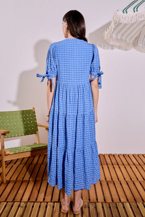 ENGLISH FACTORY - Gingham Tiered Midi Dress - DRESSES available at Objectrare