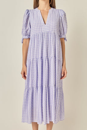 ENGLISH FACTORY - Gingham Tiered Midi Dress - DRESSES available at Objectrare
