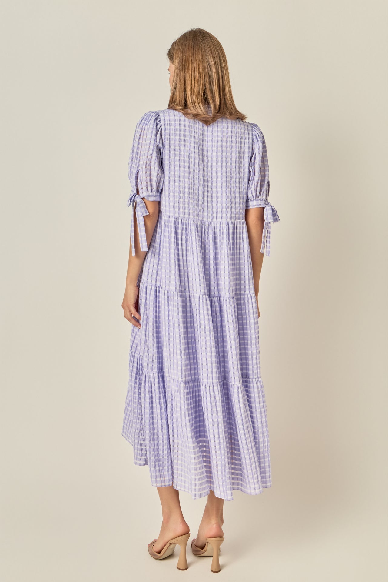 ENGLISH FACTORY - Gingham Tiered Midi Dress - DRESSES available at Objectrare