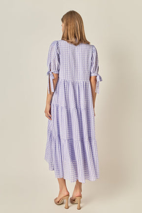 ENGLISH FACTORY - Gingham Tiered Midi Dress - DRESSES available at Objectrare