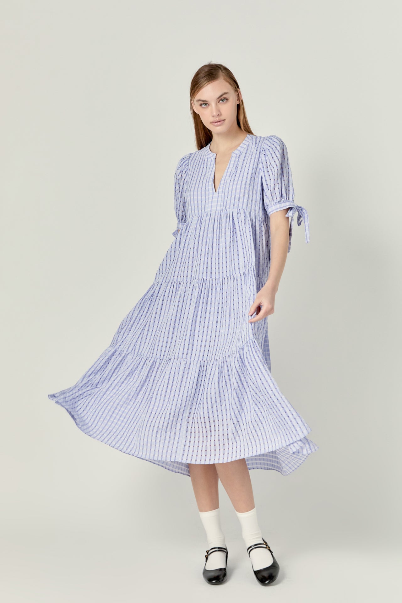 English Factory - Gingham Tiered Midi Dress