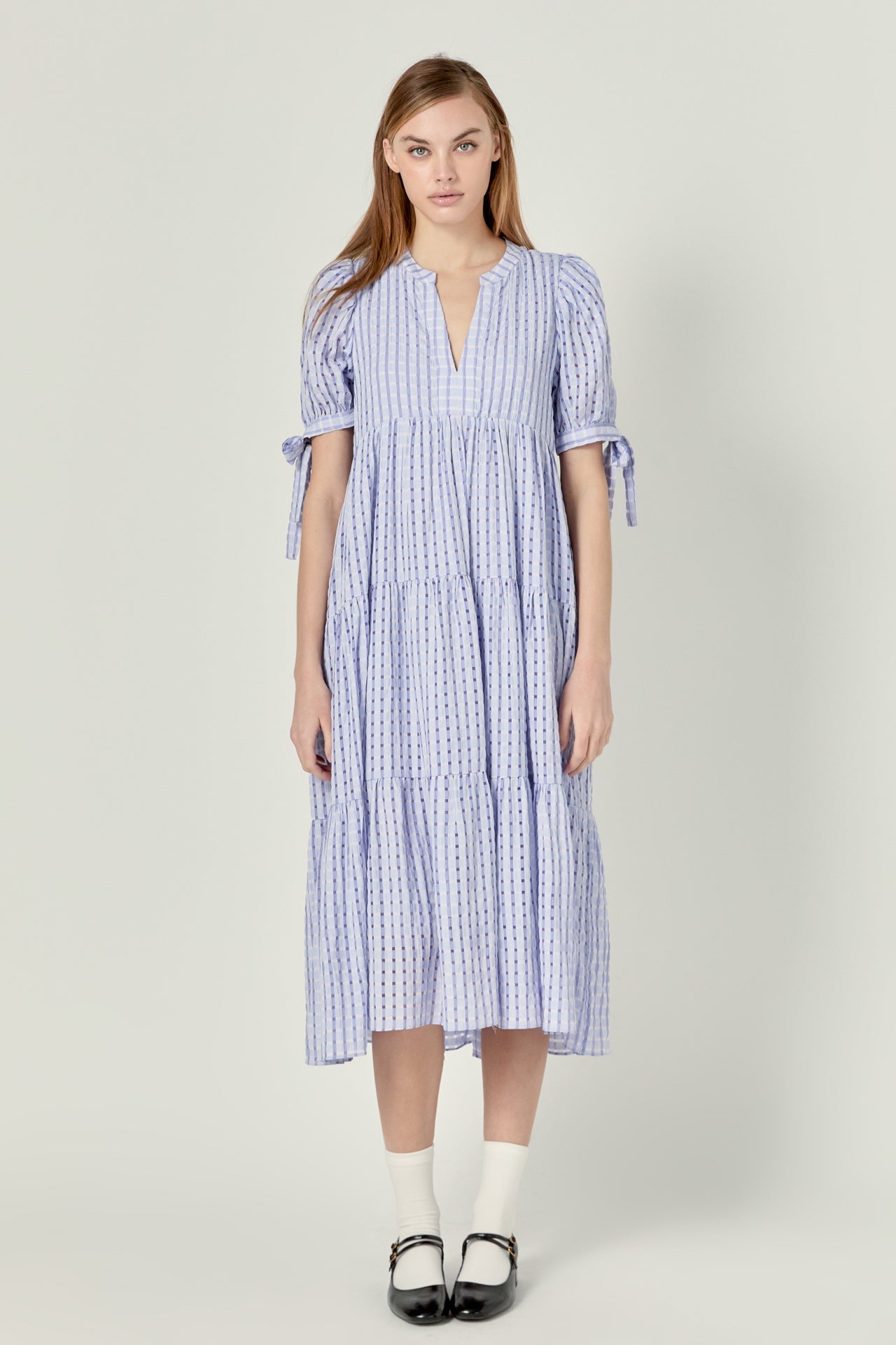 English Factory - Gingham Tiered Midi Dress