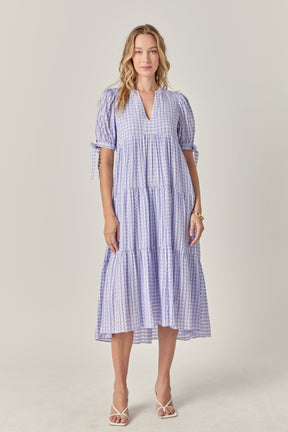 ENGLISH FACTORY - Gingham Tiered Midi Dress - DRESSES available at Objectrare