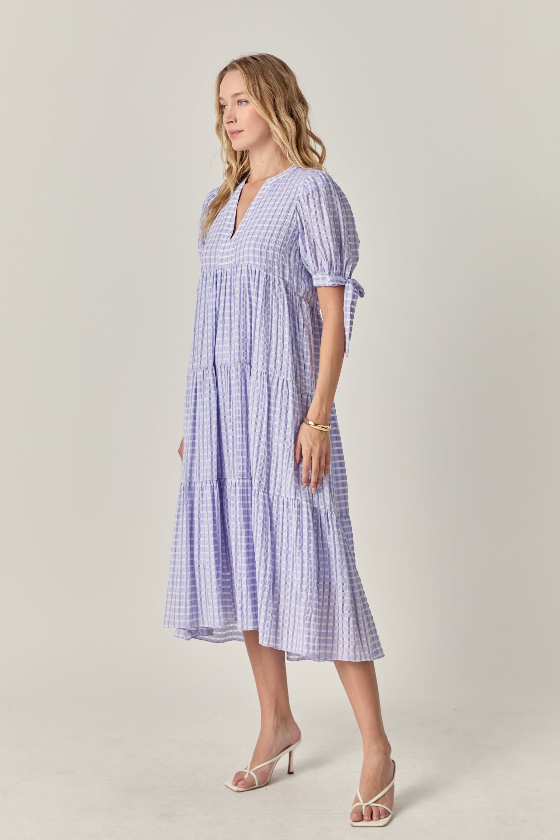Gingham Tiered Midi Dress
