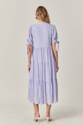 ENGLISH FACTORY - Gingham Tiered Midi Dress - DRESSES available at Objectrare