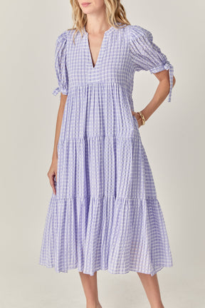 ENGLISH FACTORY - Gingham Tiered Midi Dress - DRESSES available at Objectrare