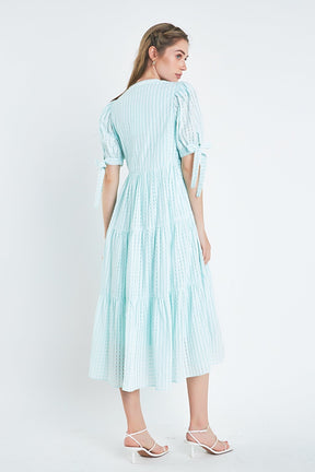 ENGLISH FACTORY - Gingham Tiered Midi Dress - DRESSES available at Objectrare