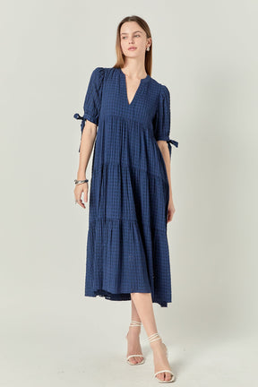 ENGLISH FACTORY - Gingham Tiered Midi Dress - DRESSES available at Objectrare