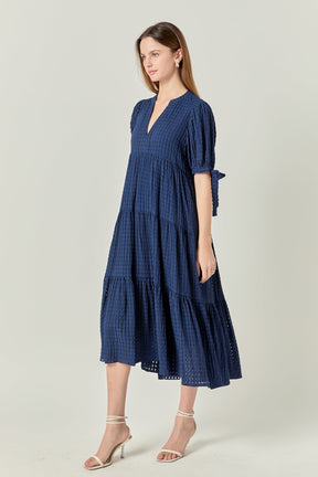 ENGLISH FACTORY - Gingham Tiered Midi Dress - DRESSES available at Objectrare