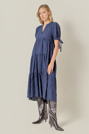 ENGLISH FACTORY - Gingham Tiered Midi Dress - DRESSES available at Objectrare