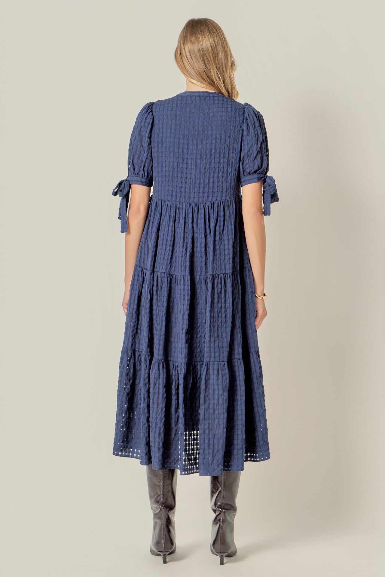 ENGLISH FACTORY - Gingham Tiered Midi Dress - DRESSES available at Objectrare
